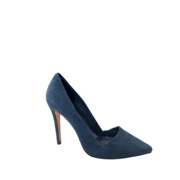Alice & Olivia Navy Blue Suede Pointed-Toe Stiletto Heels - Picture 11 of 11